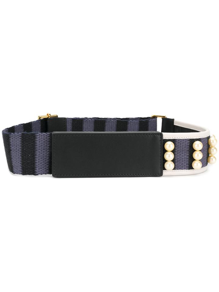 Marni Peal Embellished Webbed Belt - Black