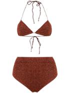 Oseree Metallic Effect Bikini Set - Brown
