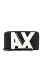 Armani Exchange Monogram Zipped Wallet - Black