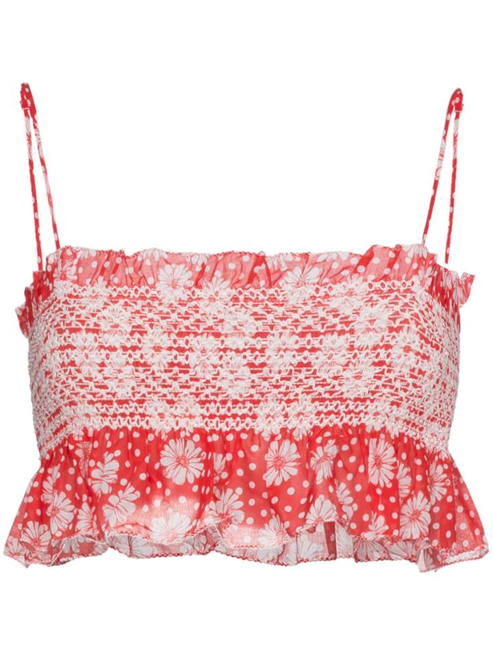 Lisa Marie Fernandez Selena Polka Dot Crop Top - Red