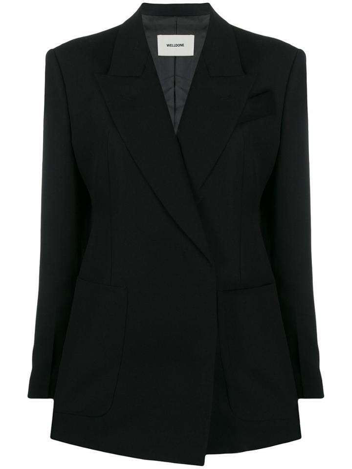 We11done Double-breasted Fitted Blazer - Black
