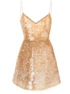 Monique Lhuillier - Sequinned Party Dress - Women - Silk - 4, Yellow/orange, Silk