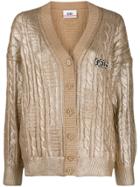 Gcds Metallic Cable Knit Cardigan - Gold