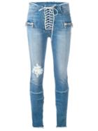Unravel Project Lace-up Jeans, Women's, Size: 29, Blue, Cotton/spandex/elastane/polyester/cotton