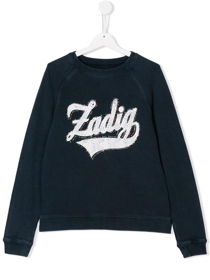 Zadig & Voltaire Kids Teen Logo Printed Sweatshirt - Blue