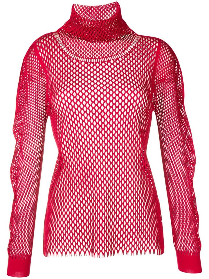 Issey Miyake Vintage Pleats Please Turtleneck Top - Red