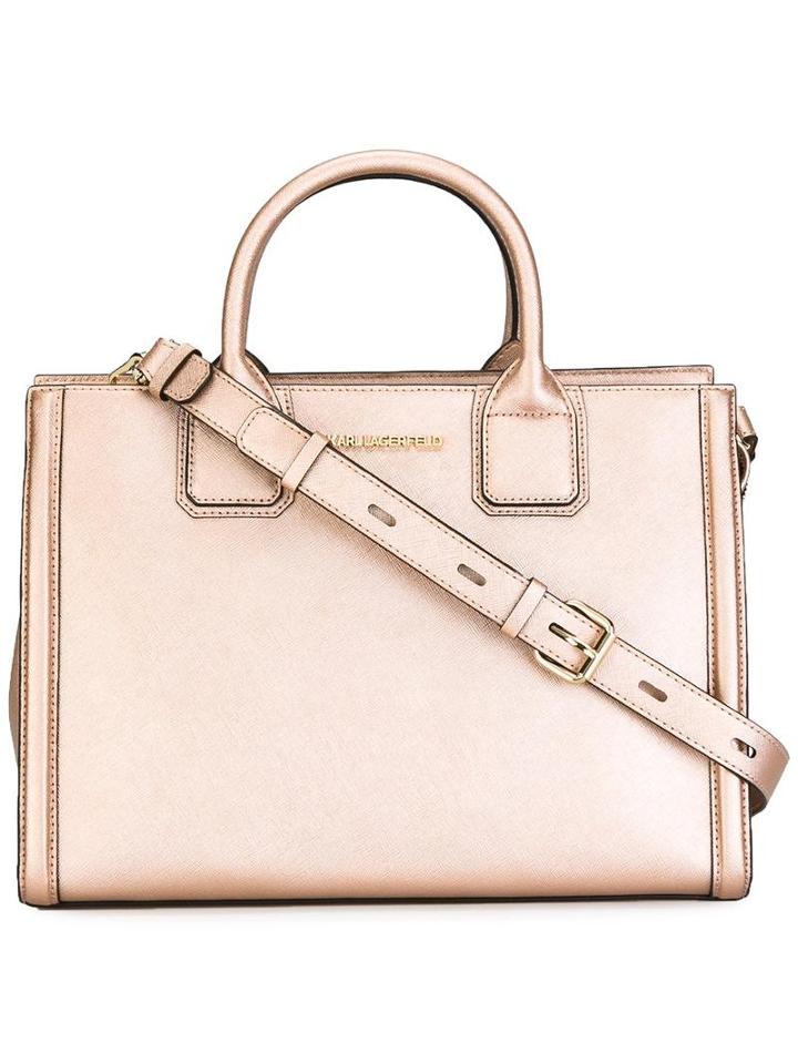 Karl Lagerfeld Large Metallic (grey) Tote, Women's