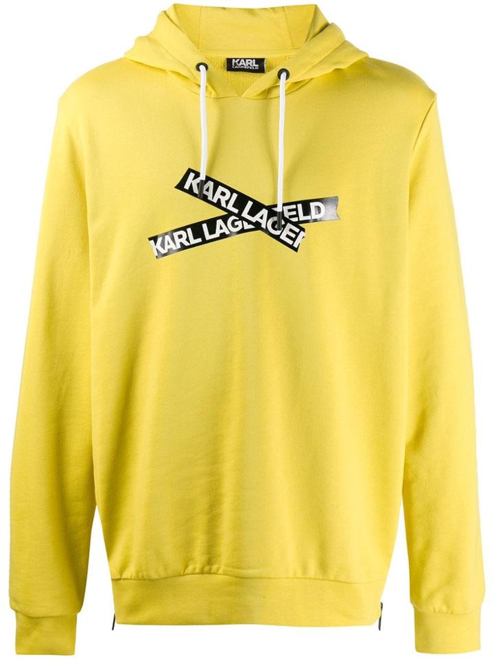 Karl Lagerfeld Logo Print Hoodie - Yellow