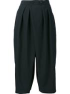 Comme Des Garçons Comme Des Garçons High-waist Pleated Cropped Trousers, Women's, Size: Small, Blue, Wool