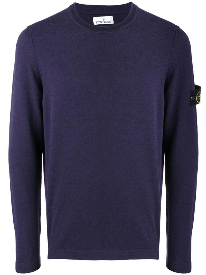 Stone Island Rolled Edge Jumper - Blue