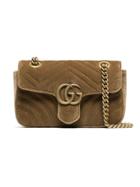 Gucci Velvet Mini Marmont Quilted Bag - Brown