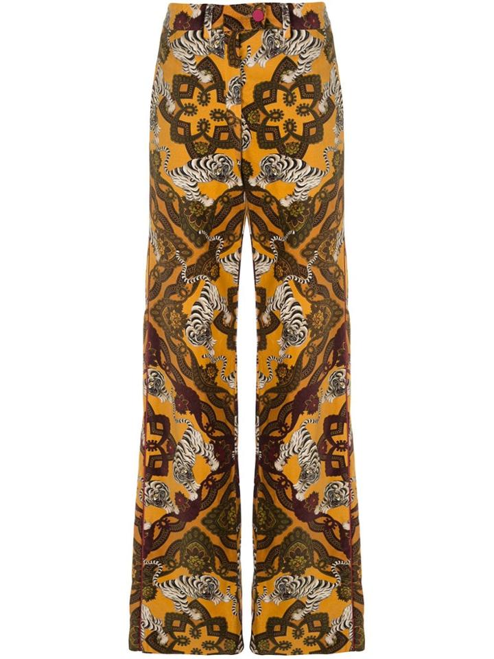 F.r.s For Restless Sleepers Tiger-print Flared Trousers - Yellow