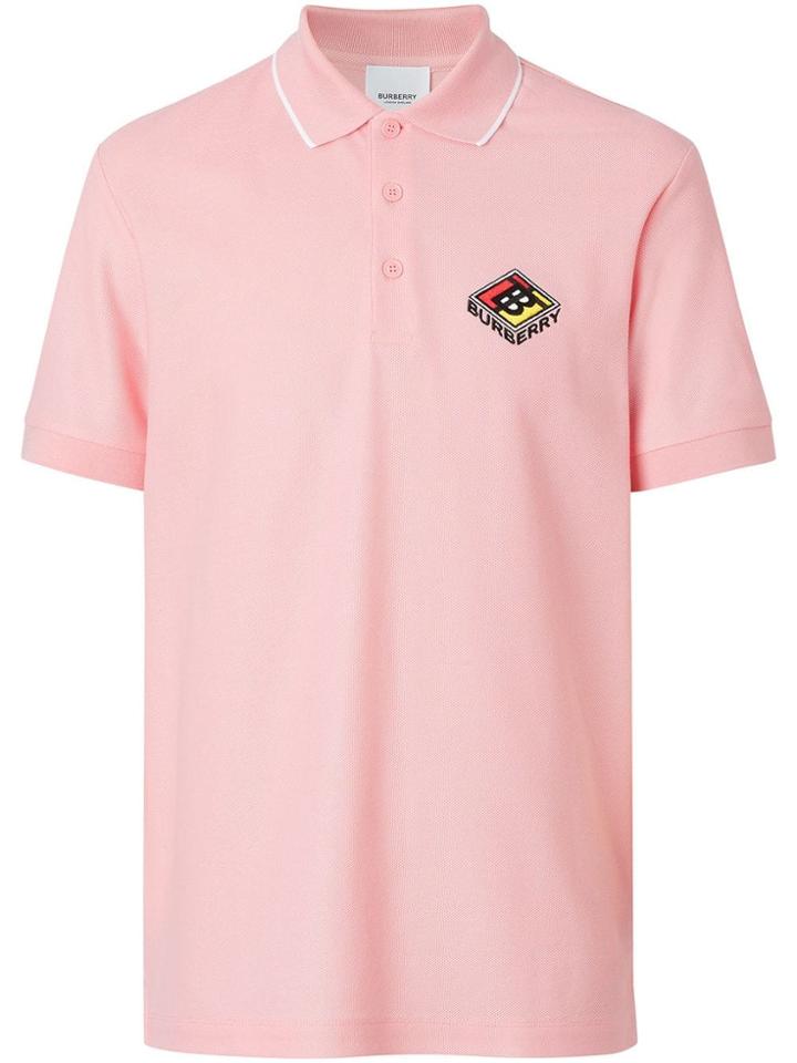 Burberry Logo Graphic Cotton Piqué Polo Shirt - Pink