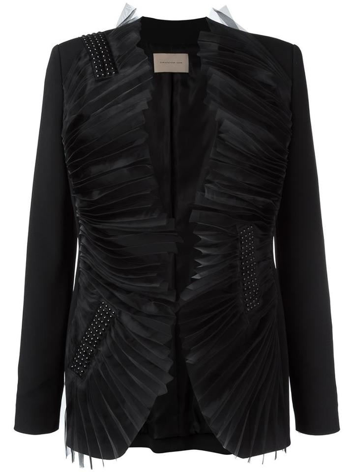 Christopher Kane Organza Lapel Jacket, Women's, Size: 44, Black, Spandex/elastane/acetate/viscose/aluminium