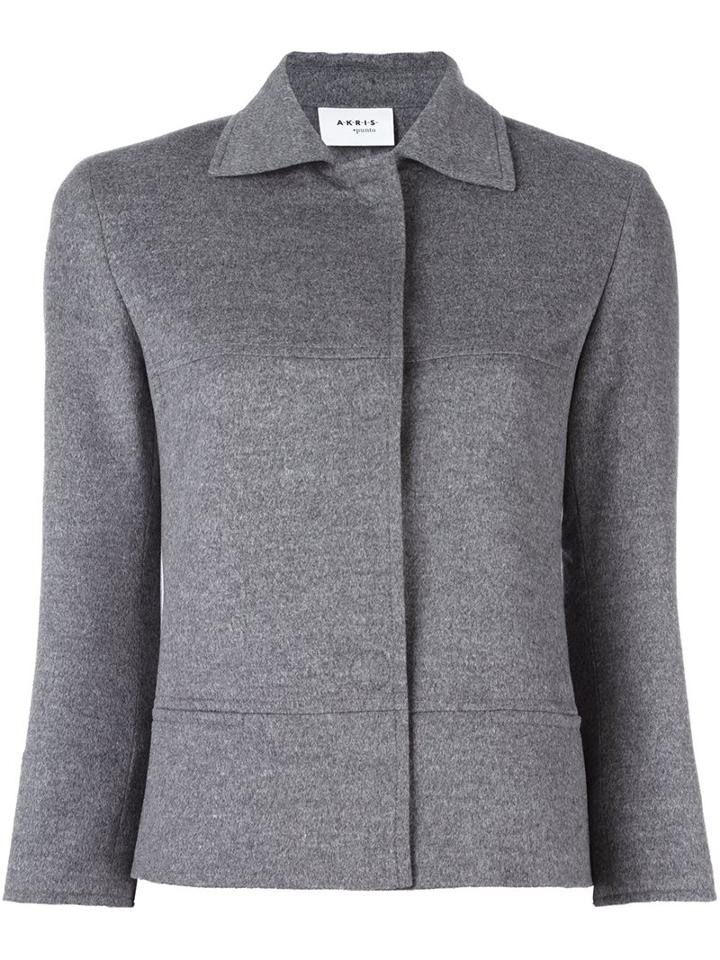 Akris Punto Cropped Jacket, Women's, Size: 36, Grey, Viscose/angora/wool