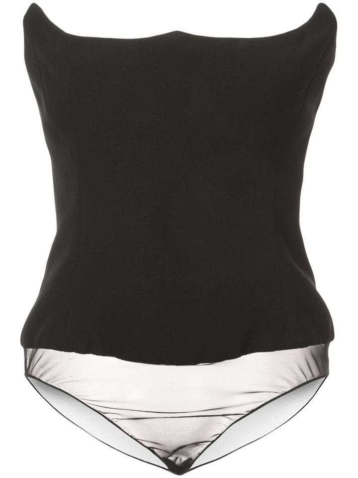 Versace Scalloped Neck Bodysuit - Black