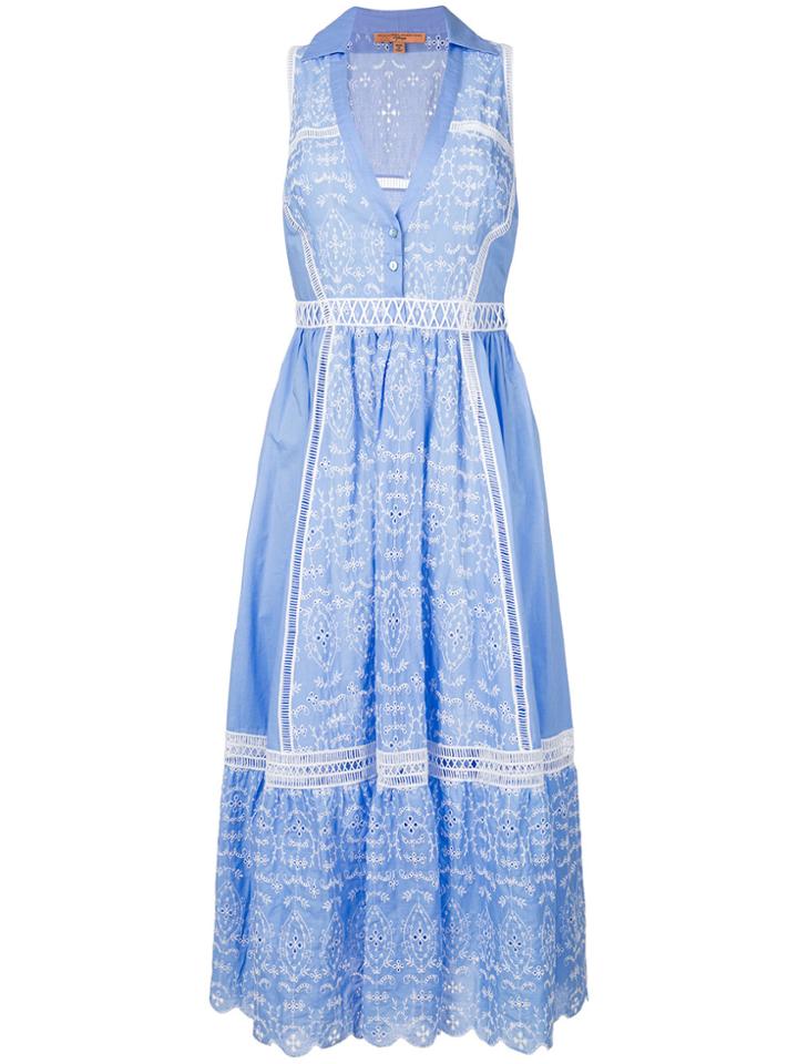 Ermanno Scervino Embroidered Flared Dress - Blue