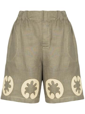 Vita Kin Nairobi Embroidered Shorts - Green