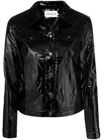 Ck Jeans Leather-like Jean Jacket - Black