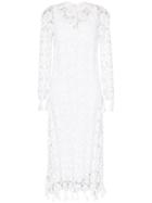 Chloé Floral Crochet Fringed Midi Dress - White