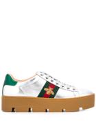 Gucci Women's Ace Embroidered Platform Sneaker - Grey