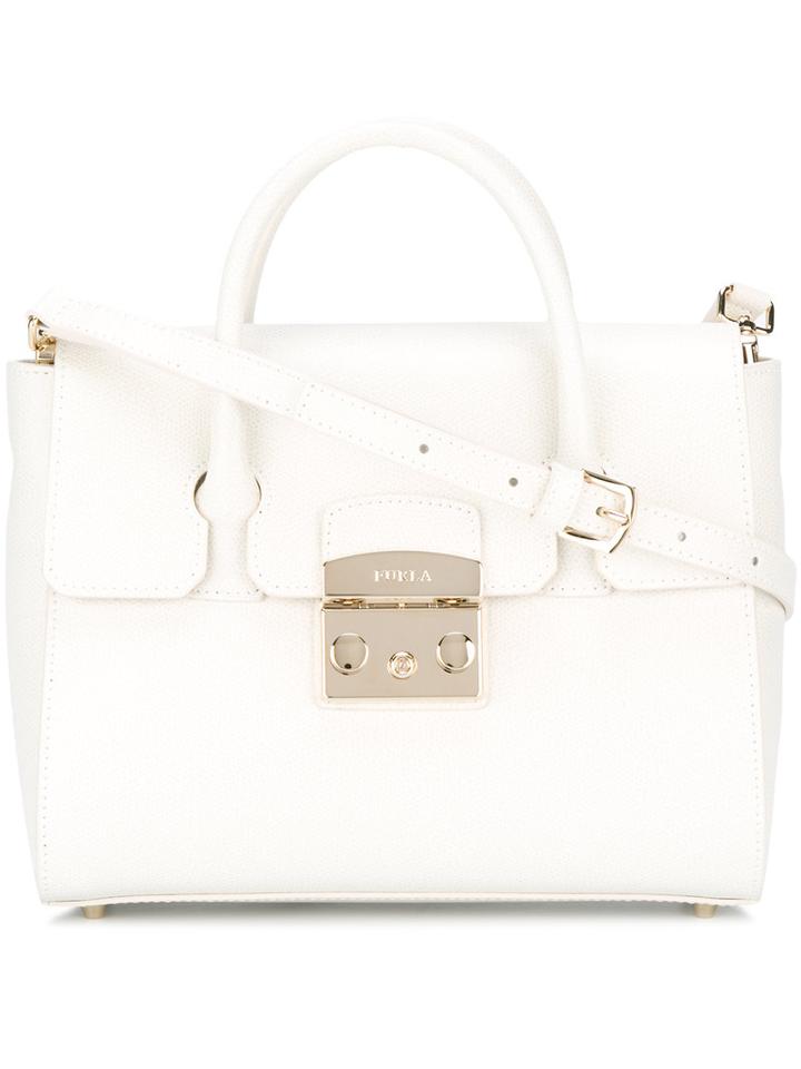 Furla Small 'metropolis' Tote, Women's, White, Calf Leather