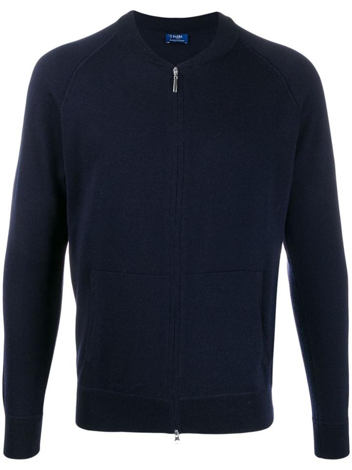 Barba Front Zip Cardigan - Blue