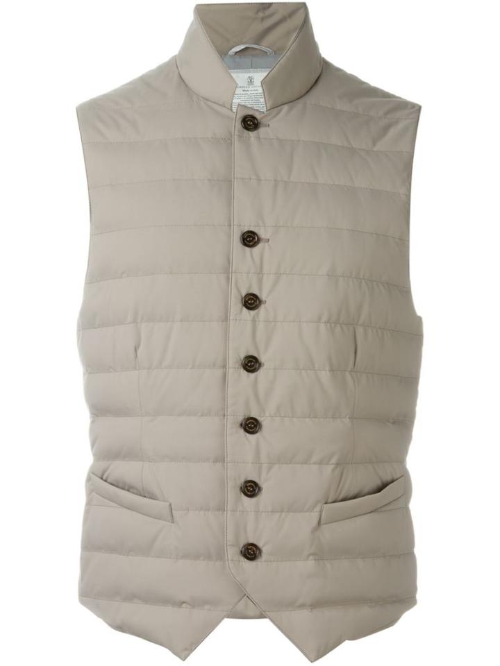 Brunello Cucinelli Padded Gilet, Men's, Size: Medium, Nude/neutrals, Feather Down/nylon