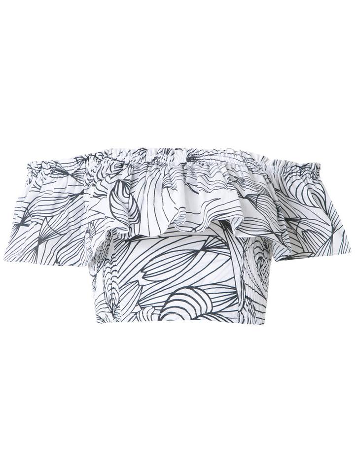 Isolda - Printed Ruffle Blouse - Women - Cotton - 42, White, Cotton