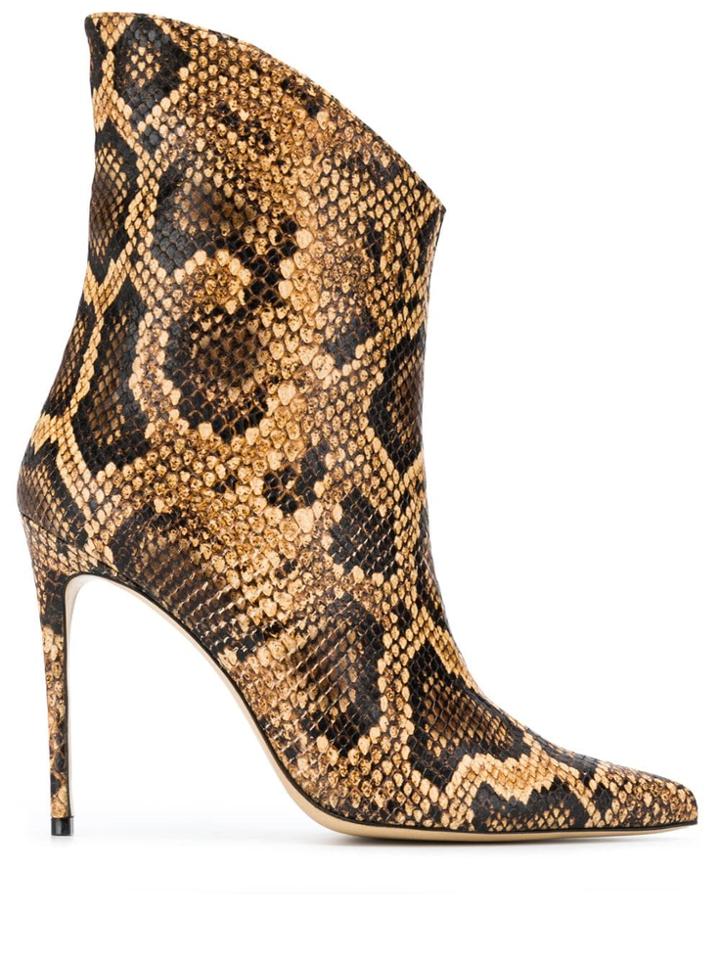 Aldo Castagna Snake Effect Stiletto Boots - Brown