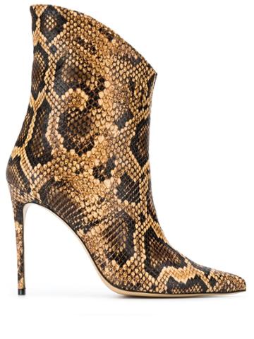 Aldo Castagna Snake Effect Stiletto Boots - Brown