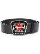 Dsquared2 Canada Buckle Belt, Men's, Size: 95, Black, Brass/leather