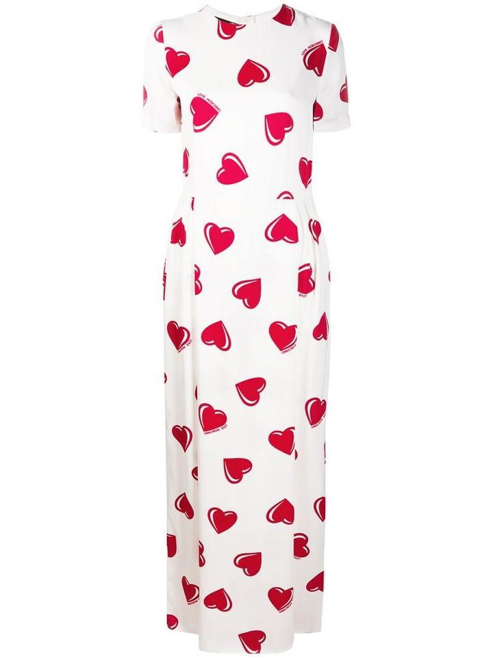 Moschino Pre-owned 2000's Heart Pattern Maxi Dress - White