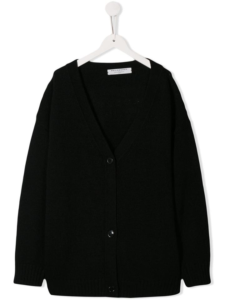 Philosophy Di Lorenzo Serafini Kids Teen Oversized Cardigan - Black