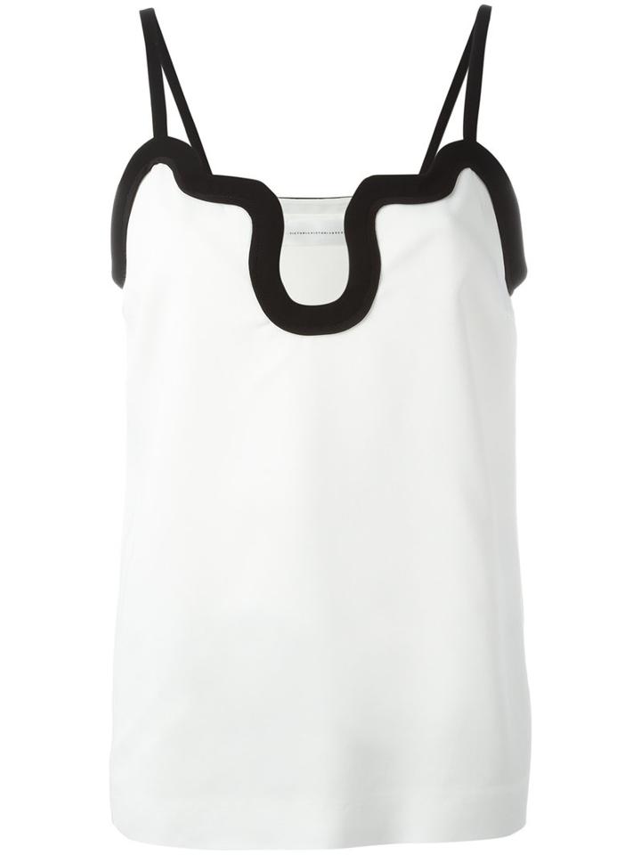 Victoria Victoria Beckham Asymmetric Neck Top, Size: 12, White, Silk/cupro/viscose/polyester