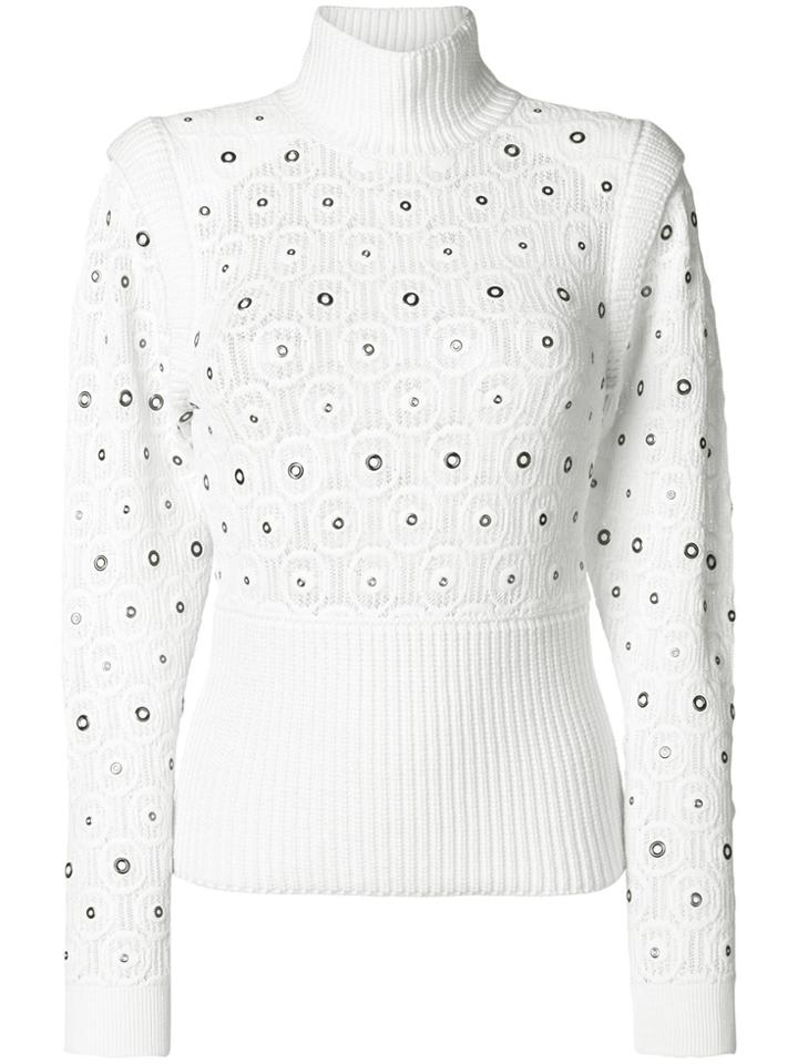 Chloé Eyelet Embellished Sweater - White