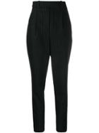 Saint Laurent Pinstriped High Waisted Trousers - Black