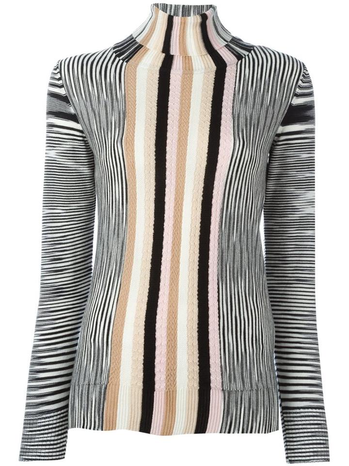 Missoni Roll Neck Striped Pullover, Women's, Size: 40, Black, Nylon/wool