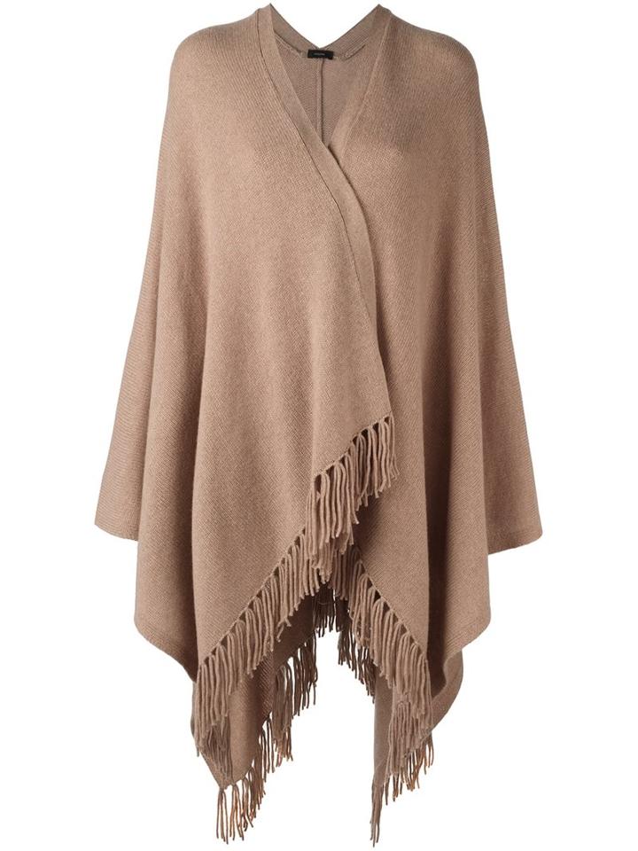 Joseph Fringed Knit Poncho, Women's, Size: Medium, Brown, Cashmere
