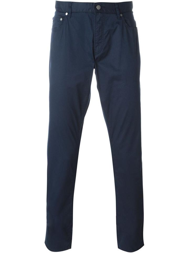 Michael Kors Casual Trousers, Men's, Size: 36, Blue, Cotton/spandex/elastane