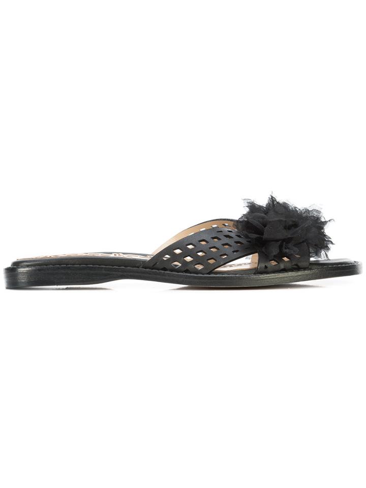 Marchesa Floral Applique Sandals - Black