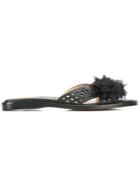 Marchesa Floral Applique Sandals - Black