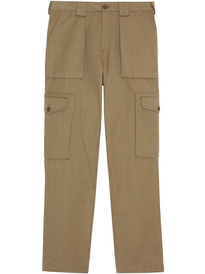 Burberry Technical Cotton Twill Cargo Trousers - Green