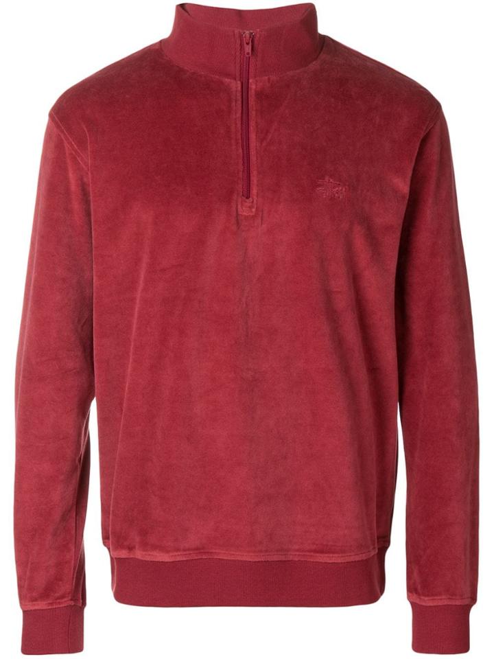 Stussy High Neck Sweatshirt - Red