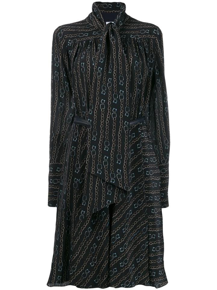 Salvatore Ferragamo Chain Print Dress - Blue