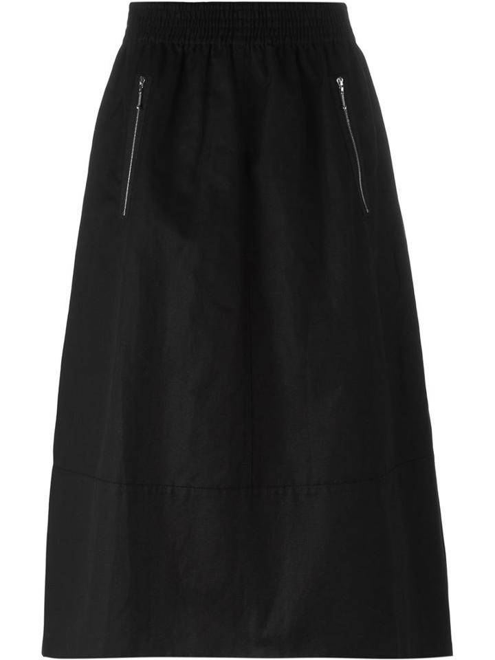 Alexander Wang Ruched A-line Skirt, Women's, Size: 6, Black, Cotton/linen/flax