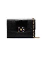 Dolce & Gabbana Black Snake Print Rainbow Gem Leather Crossbody Bag