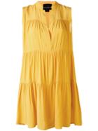 Erika Cavallini - Sleeveless Tiered Dress - Women - Silk/acetate - 40, Women's, Yellow/orange, Silk/acetate