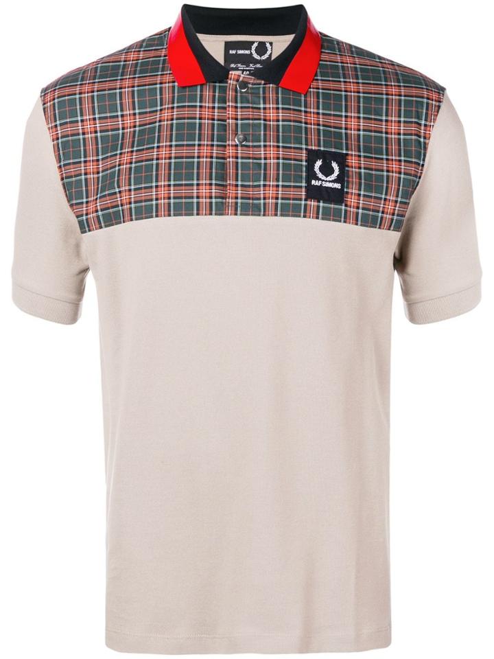 Raf Simons X Fred Perry Check Print Polo Shirt - Grey