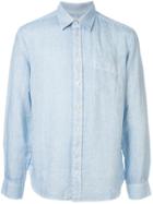 120% Lino Long Sleeved Patch Pocket Shirt - Blue